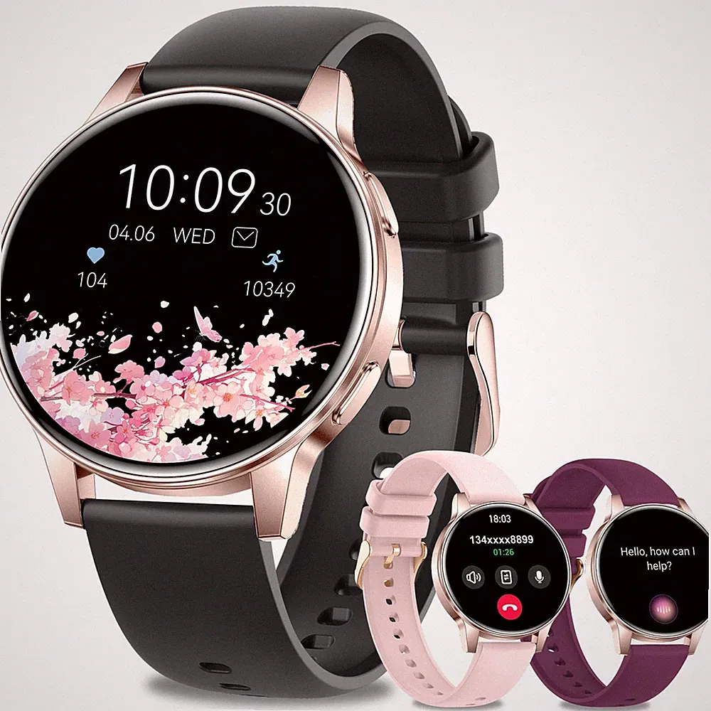 Runde Fitness-Smartwatch für Damen