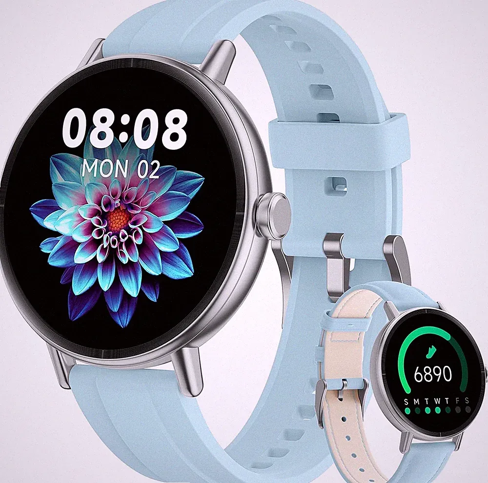 Smartwatch Damen Rund 1,27 Zoll HD Fitnessuhr mit SpO2 Herzfrequenz
