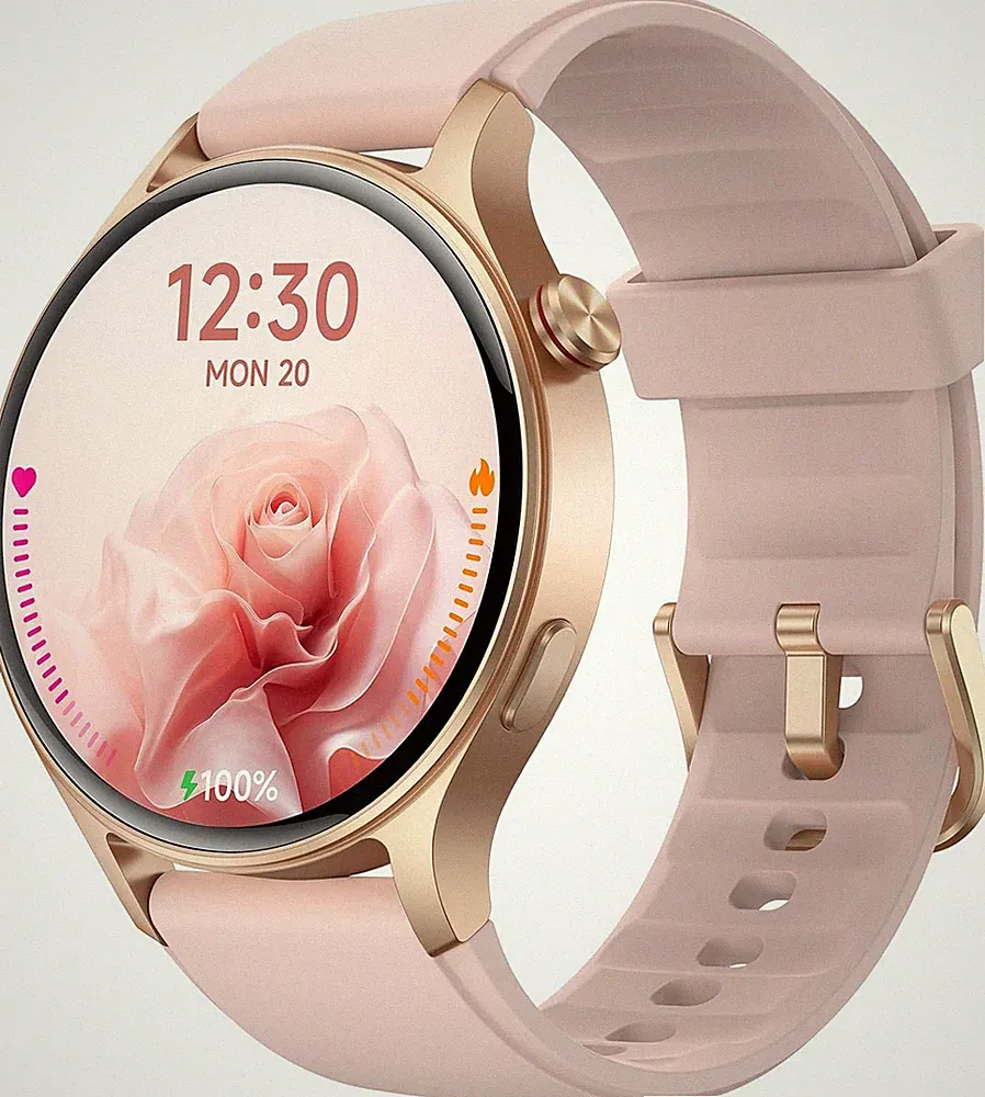 Smartwatch Damen Rund 1,32" AMOLED Fitnessuhr 110+ Sportmodi 3ATM Rosa für iOS