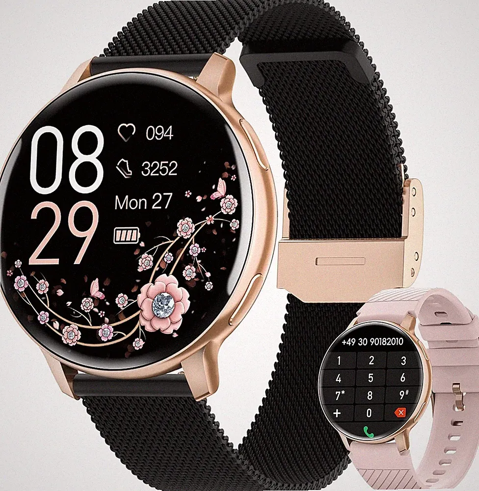smartwatch damen rund schwarz