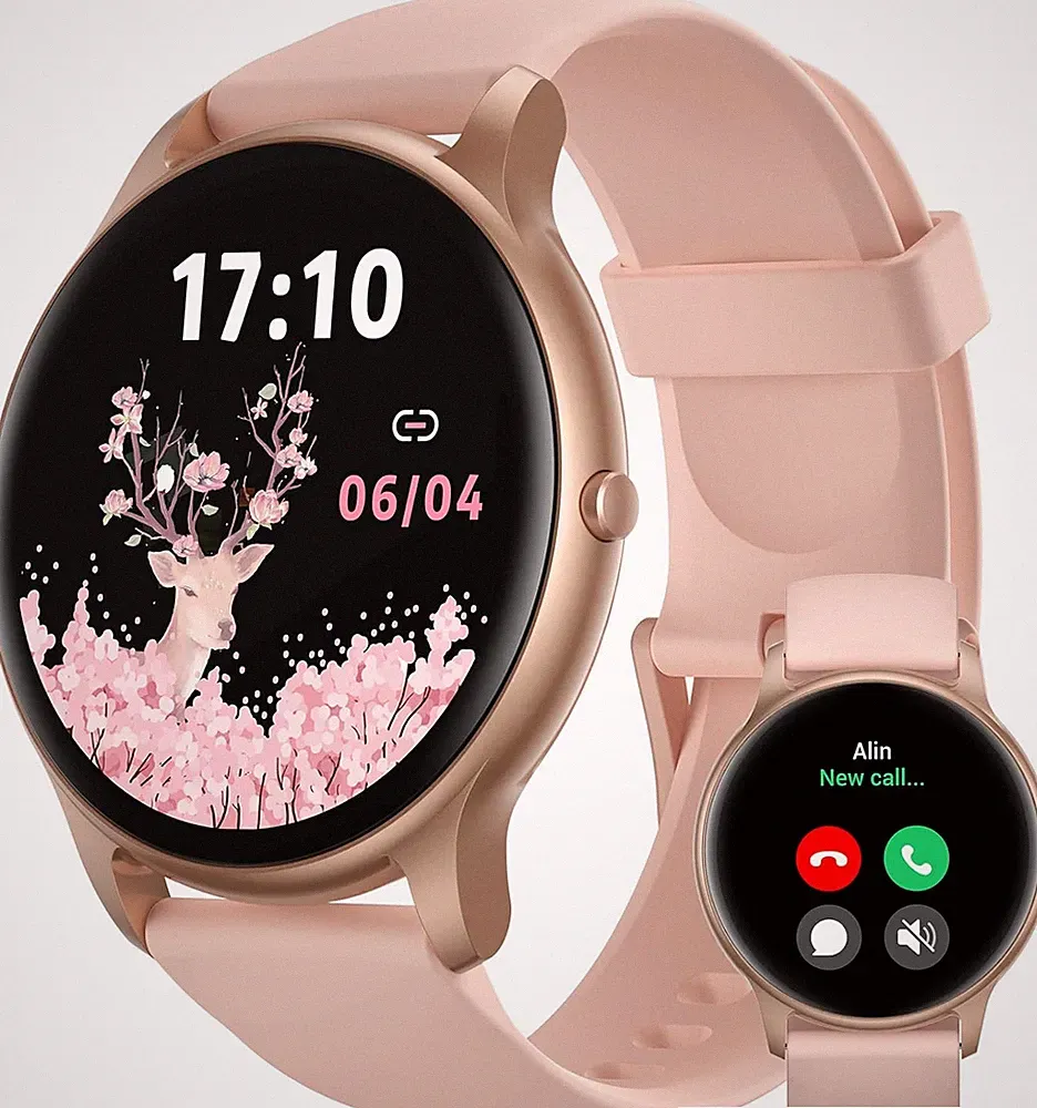 smartwatch damen rosa rund