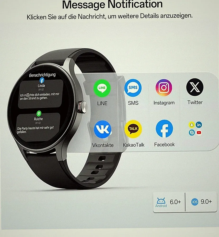 Smartwatch Damen rund von Woneligo