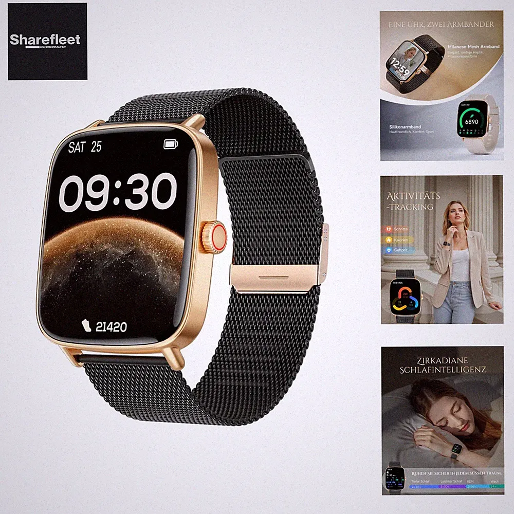Smartwatch Damen, Schrittzähler Fitness Sport Uhr, 100+ Sportmodi, Elegant Fr...