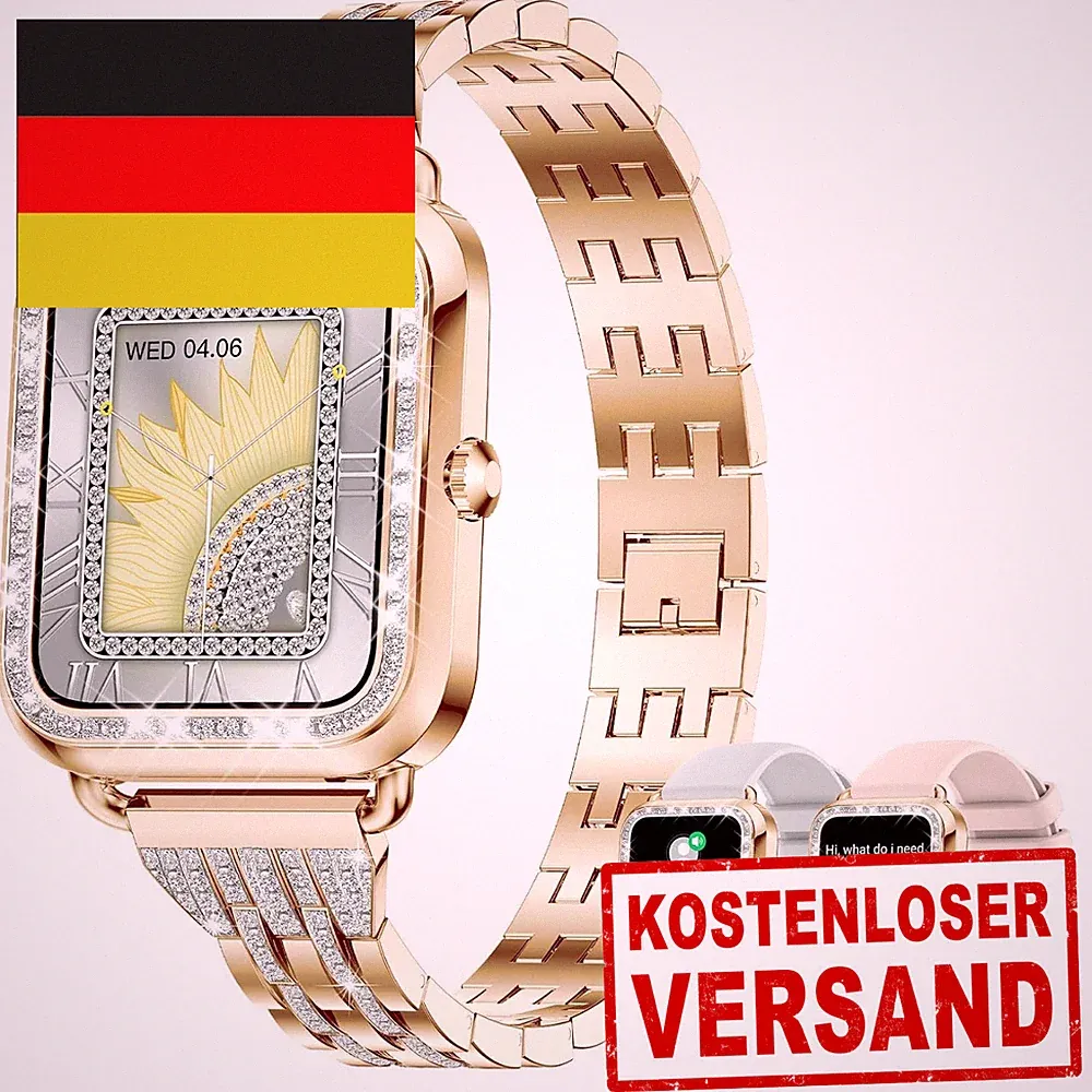 Smartwatch Damen Telefonfunktion 1,29 Zoll Diamant Rosegold 110 Sport