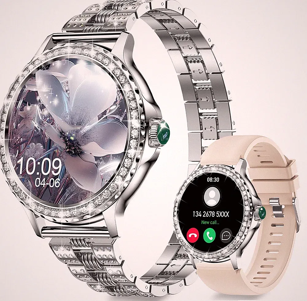 Smartwatch Damen -Telefonfunktion, 1,3" HD Touchscreen SpO2 Herzfrequenz Schlaf.