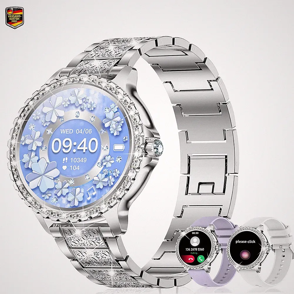 Smartwatch Damen Telefonfunktion 1,32 Zoll HD Silber 120