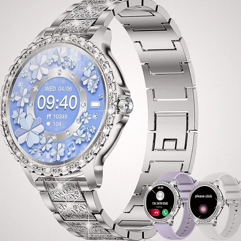 Smartwatch Damen Telefonfunktion 1,32 Zoll HD Silber 120 Sport Modi Fitness Uhr