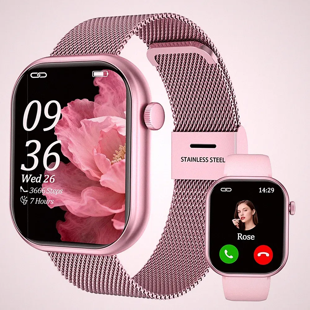 Smartwatch Damen Telefonfunktion, 2'' Zoll HD Fitnessuhr Armbanduhr Damen