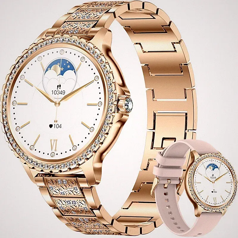 Smartwatch Damen Telefonfunktion Fitness Tracker Armbanduhr für iPhone Samsung