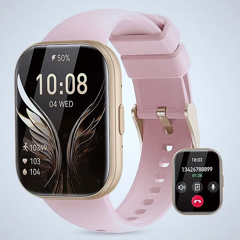 Smartwatch Damen Telefonfunktion Fitness Tracker Herzfrequenz Rosa apple android
