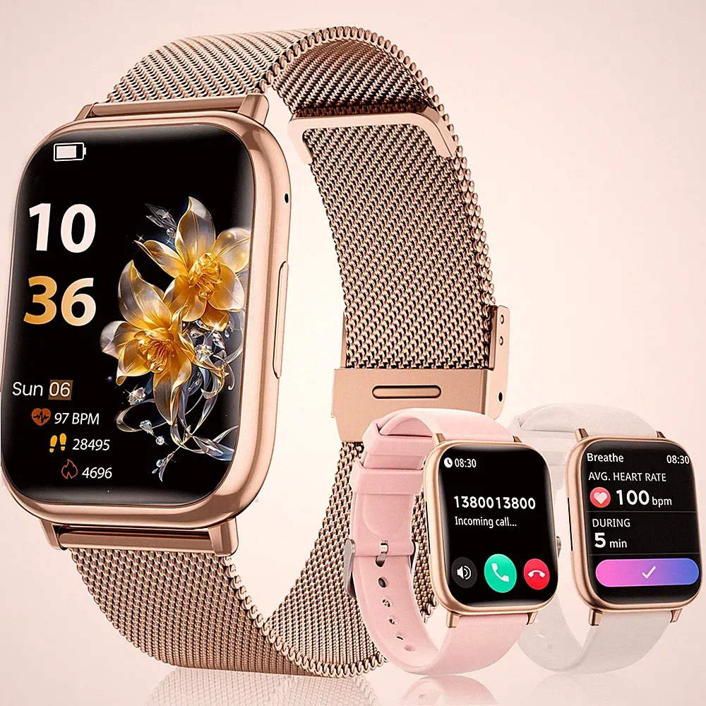 Smartwatch Damen Telefonfunktion Fitness Tracker Herzfrequenzmonitor SpO2 IP68