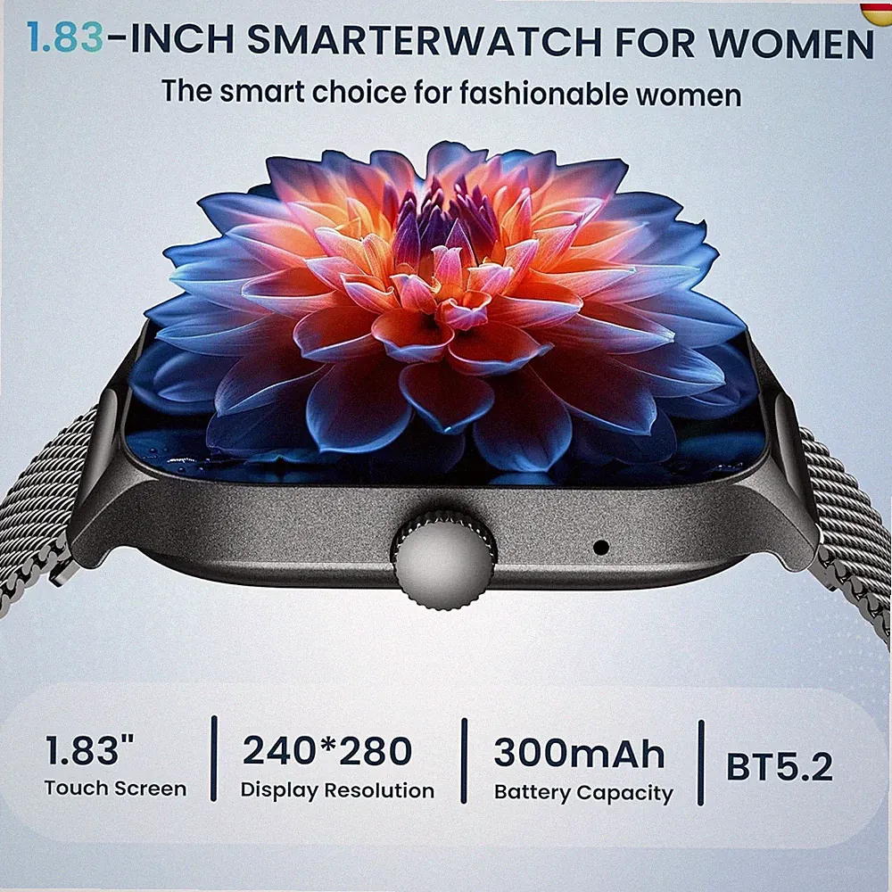 Smartwatch Damen Uhr Armbanduhr Fitnessuhr: Schwarz Smart Watch Damenuhr 1.831