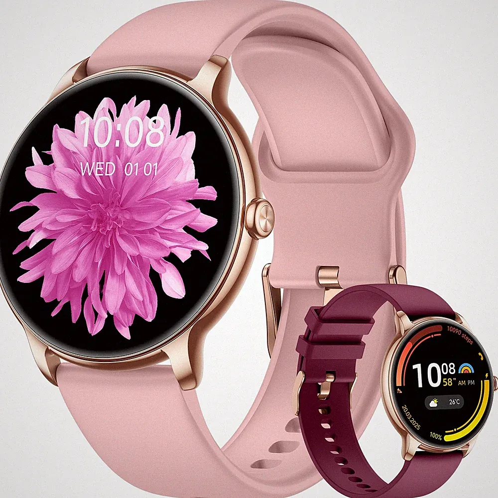 Smartwatch Damen Ultradünn 1,32 AMOLED Touchdisplay Fitnessuhr mit Herzfreque...