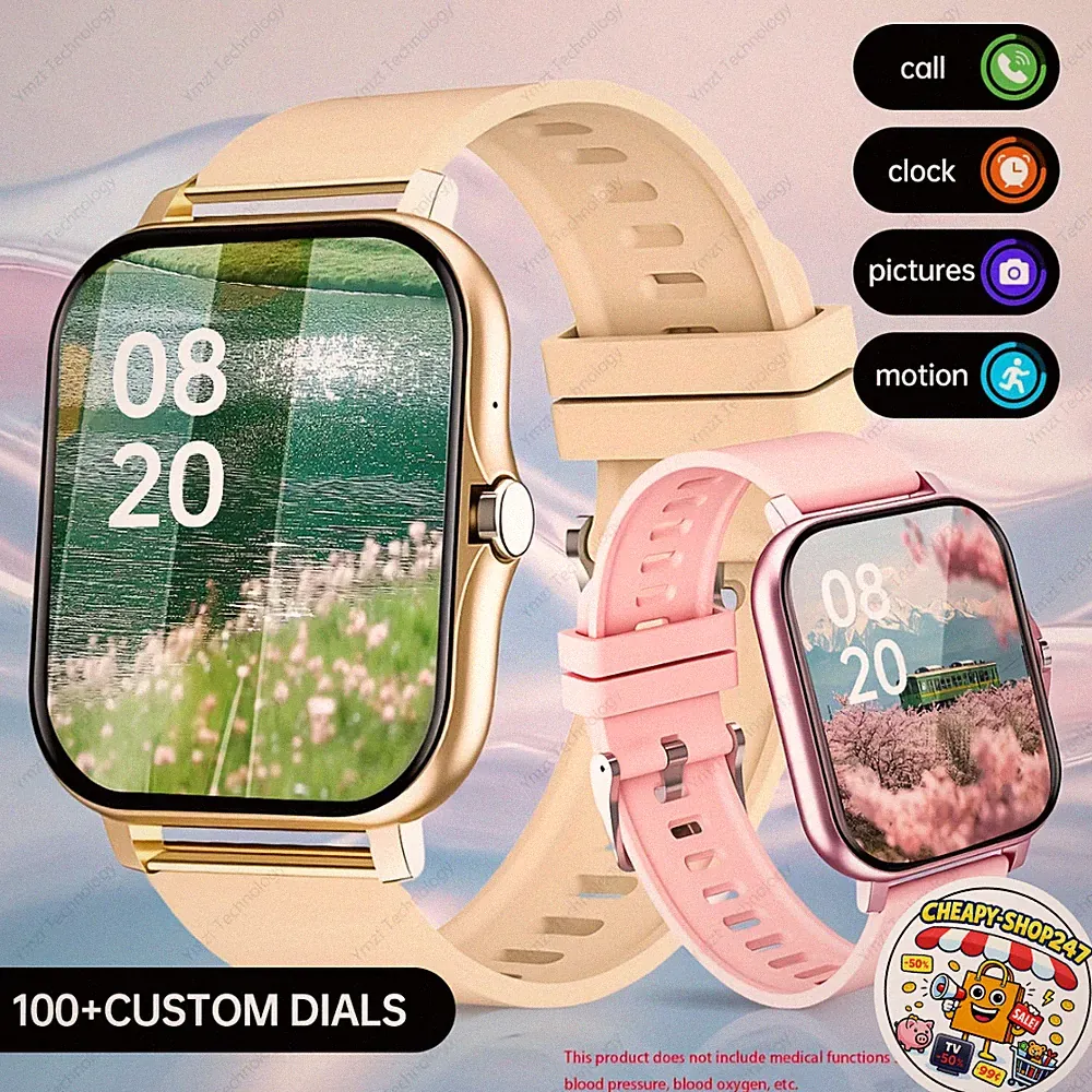 Smartwatch Damenuhr rosa golden USB Touchscreen,...*