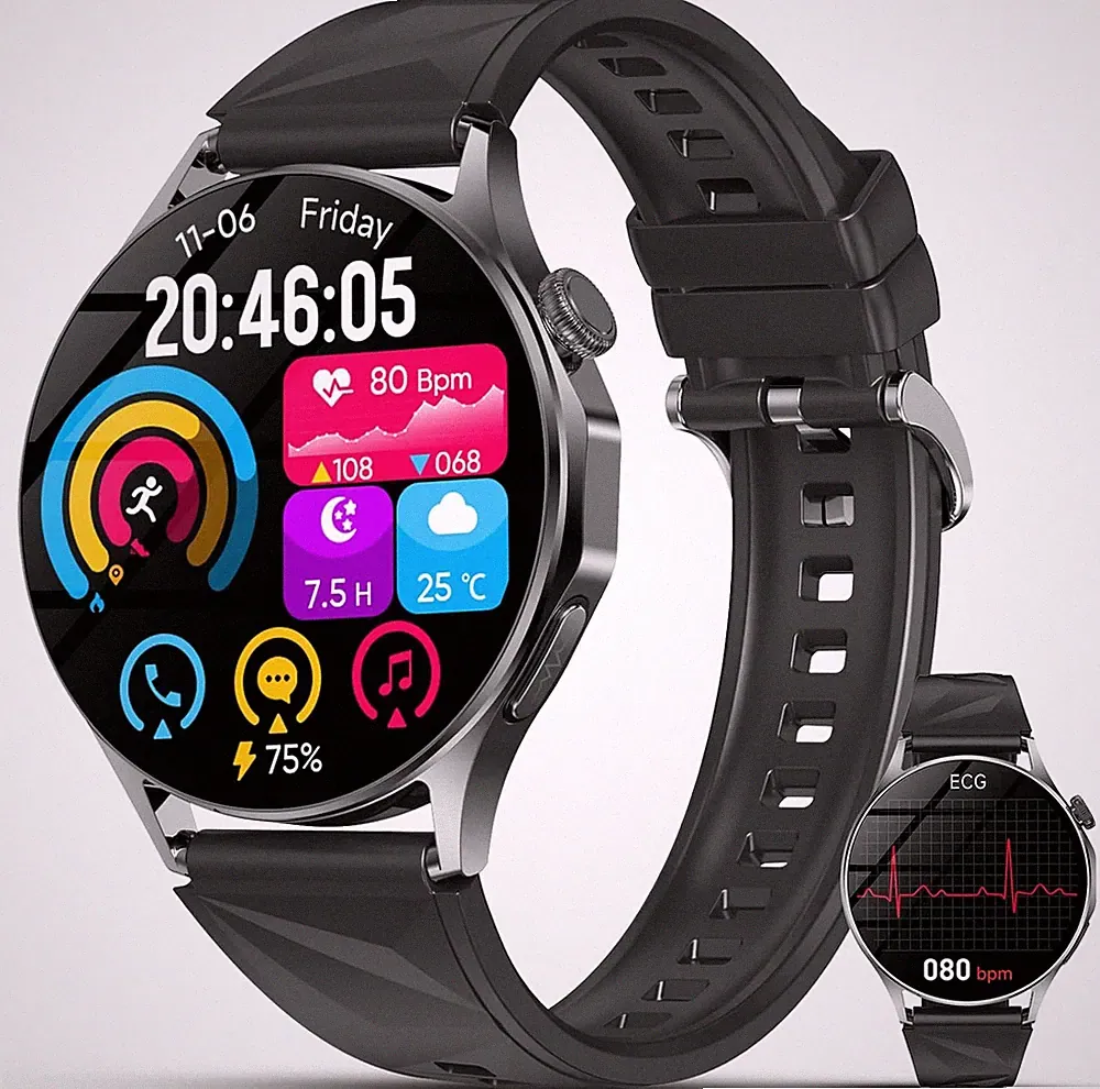 Smartwatch EKG HRV Blutdruck 1,32 Zoll AMOLED Gesundheitsuhr Damen Herren