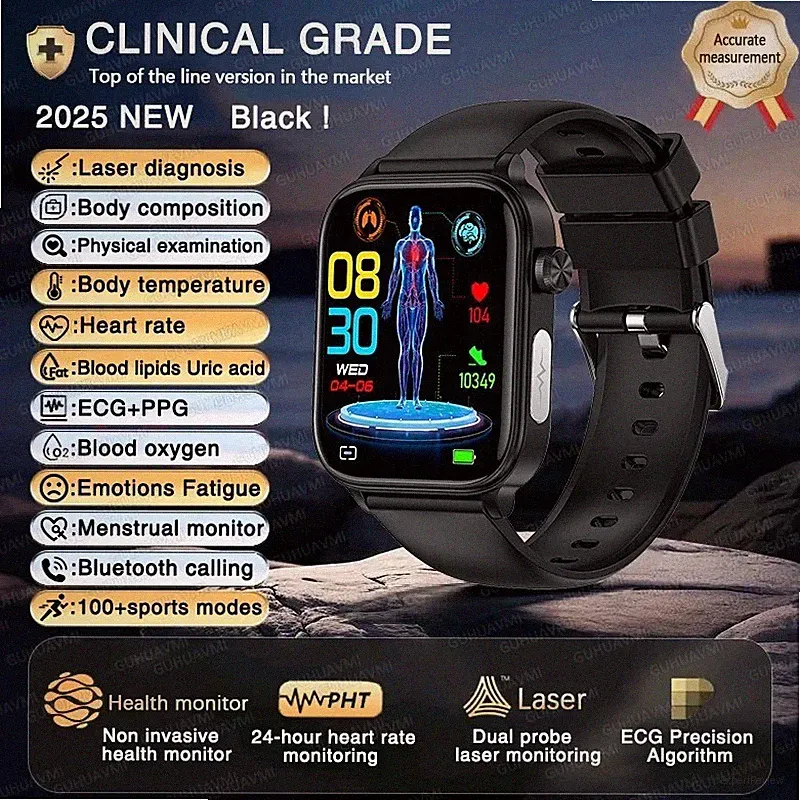 Smartwatch EKG+HRV/Harnsäure/BMI/ΒΙυtｚυcker Herren Damen Gesundheitsuhr mit 2026