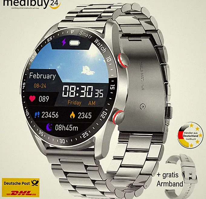 Smartwatch EKG PPG Bluetooth Fitness Tracker Blutdruck Puls Anruf IP67 Sport 📦