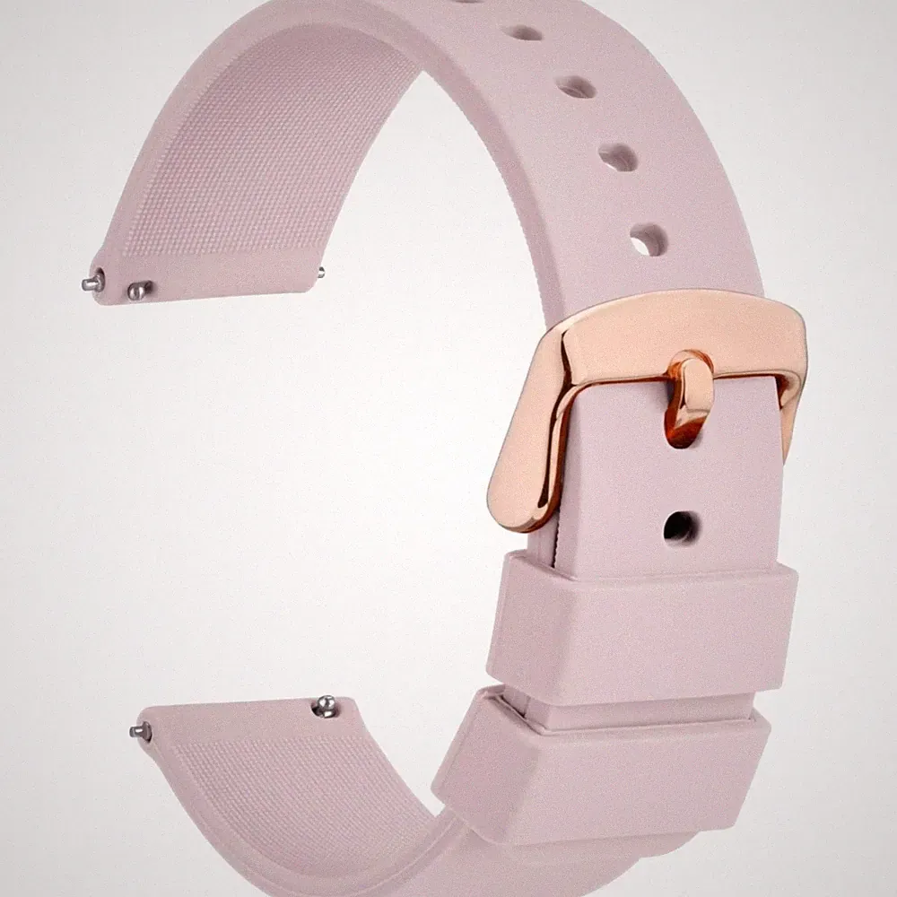 Smartwatch Ersatzarmband Silikon Rosegold Schnellverschluss 14mm 18mm 20mm 22mm