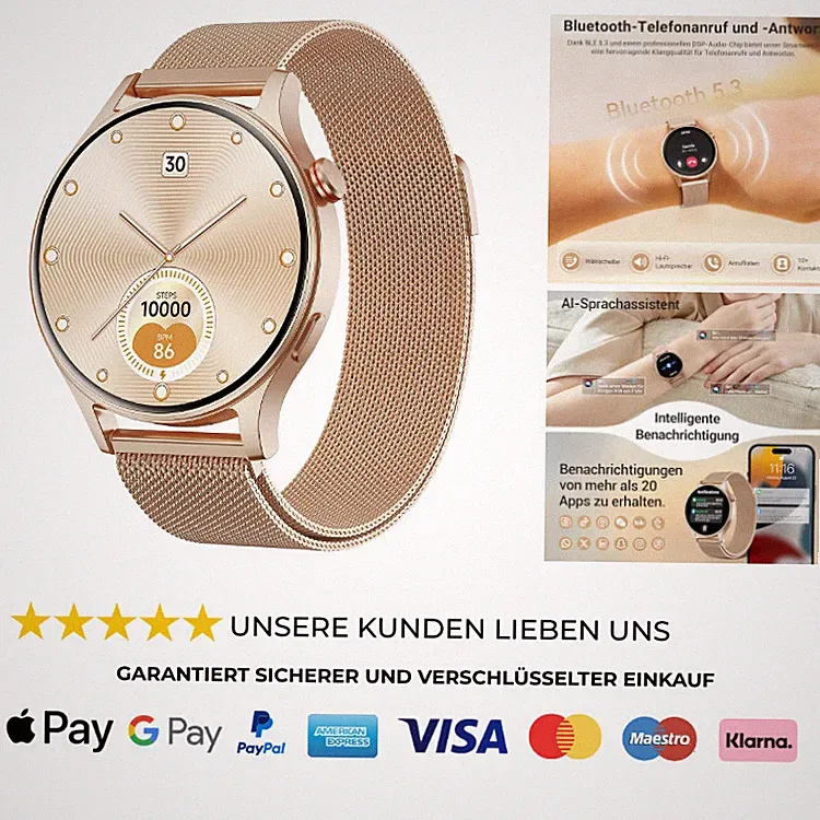 Smartwatch Fitness 1.32 Zoll AMOLED 110 Sportmodi 3ATM