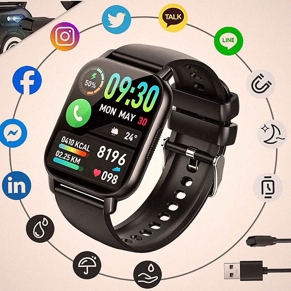 Smartwatch Fitnessuhr Uhr Gesundheitsuhr Wasserdicht Touchscreen IP68 Für Arbeit