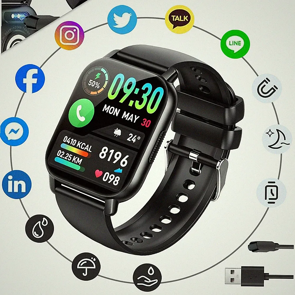 Smartwatch Fitnessuhr Uhr Gesundheitsuhr Wasserdicht Touchscreen IP68 Für Arbeit