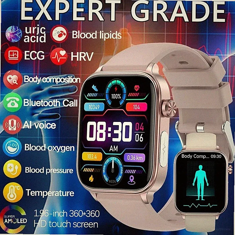 Smartwatch für Damen AI Gesundheitsmonitor Blutfette Harnsäure Körperanalyse