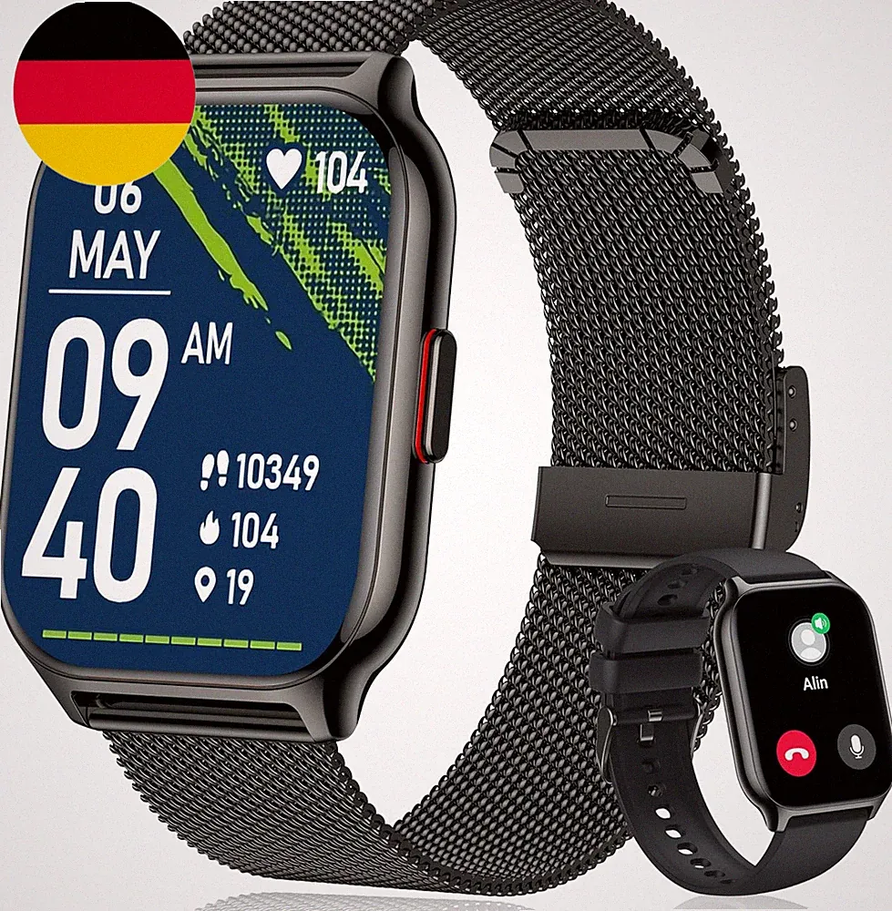 Smartwatch Für Damen Herren, Fitnesstracker 2 Zoll Touch-Farbdisplay Mit Telefon