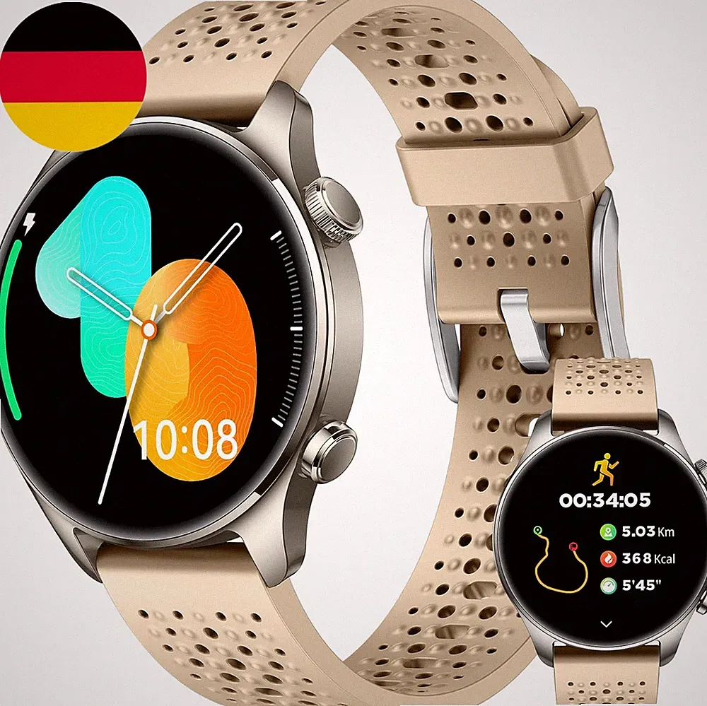 Smartwatch Für Damen Herren Mit GPS 1,43" AMOLED Touchdisplay, Sportuhr Mit Puls