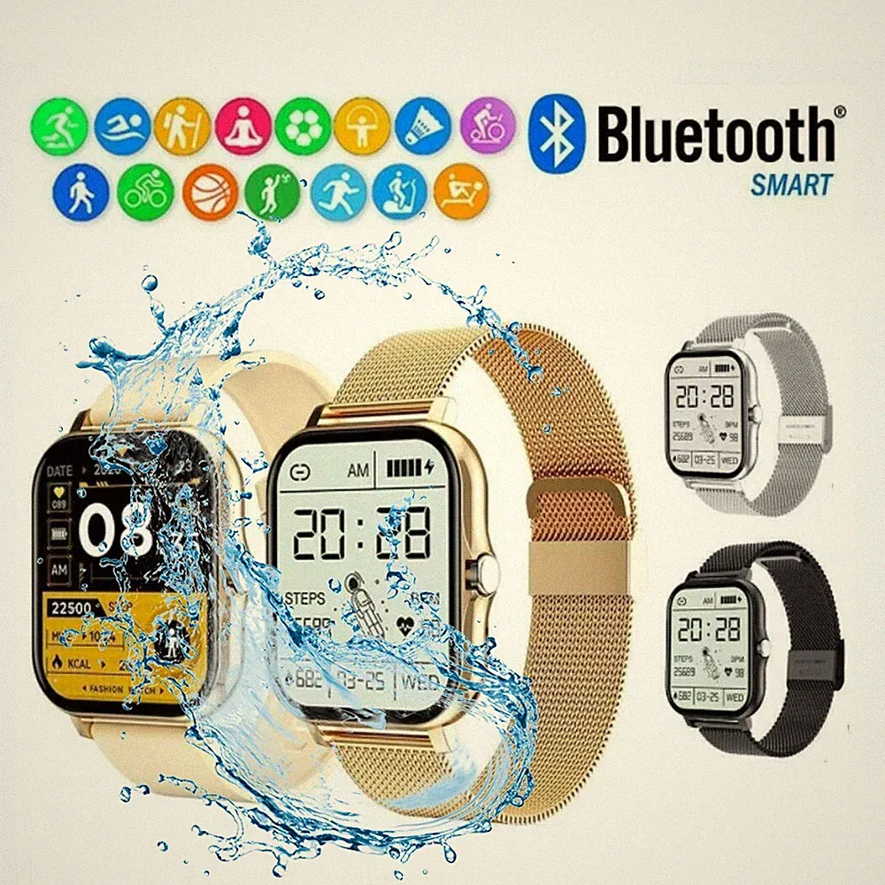 Smartwatch für Damen & Herren – mit Herzfrequenz, Blutdruck, Schrittzähler