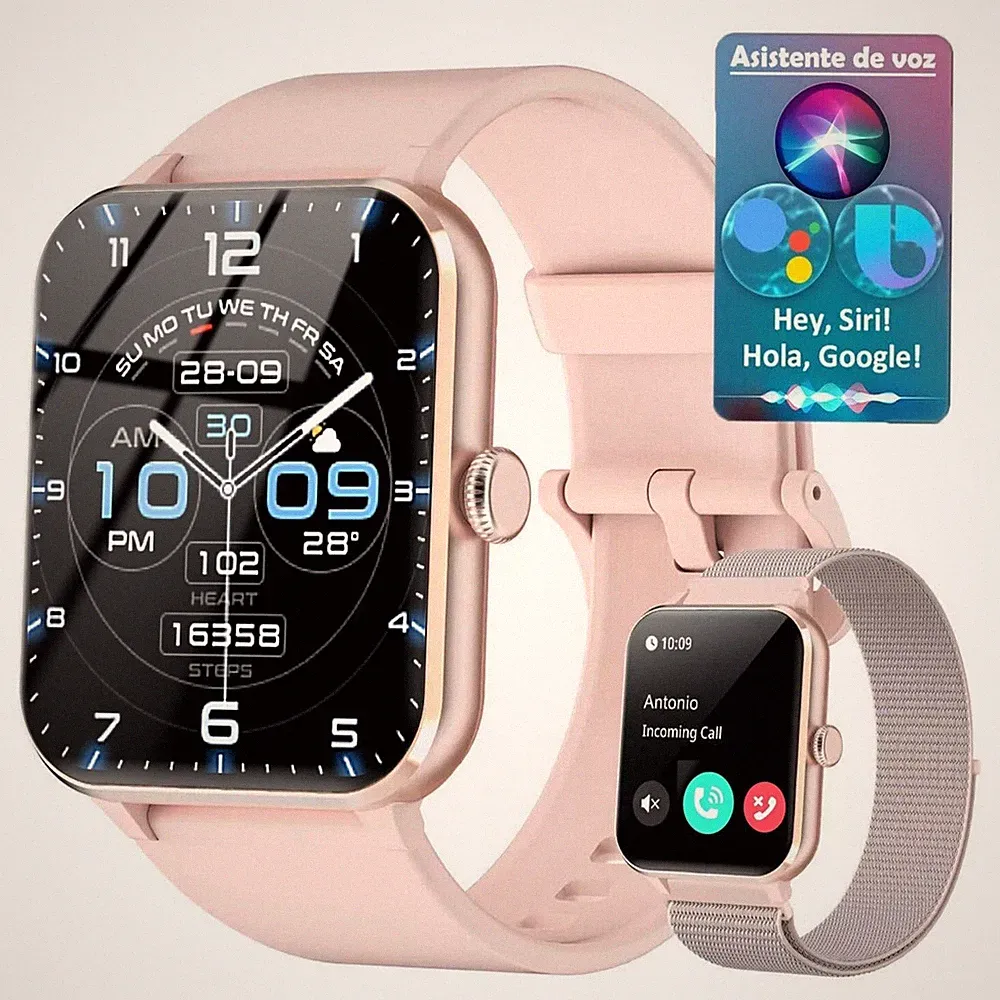 Smartwatch für Damen mit Anrufen und Sprachassistenten Sportuhr Schrittzähler