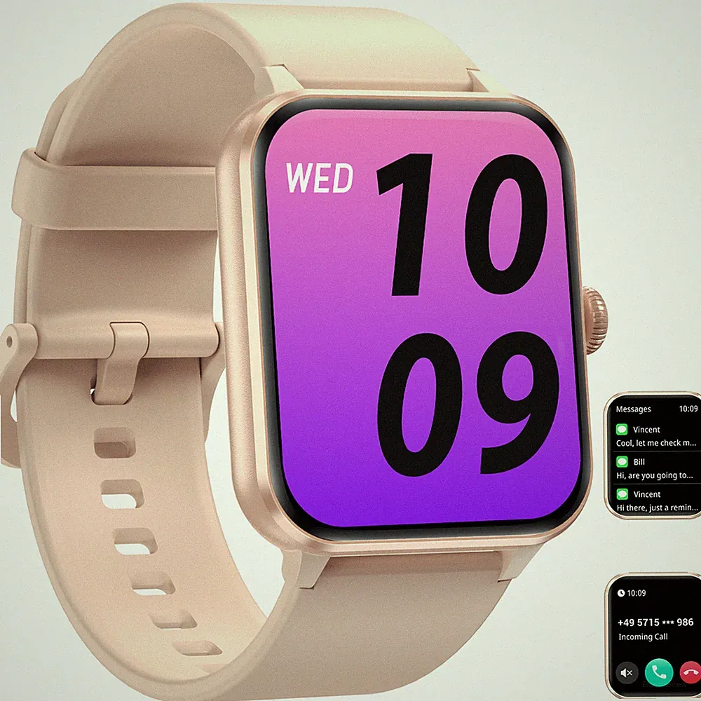 Smartwatch für Damen mit Bluetooth Anrufen, Pulsmesser, Blutdruckmessung Rosa