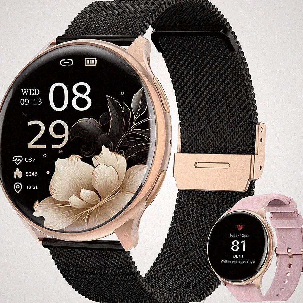 Smartwatch für Damen mit Telefonfunktion, 139 mm Durchmesser, rund, mit SpO2-Sen