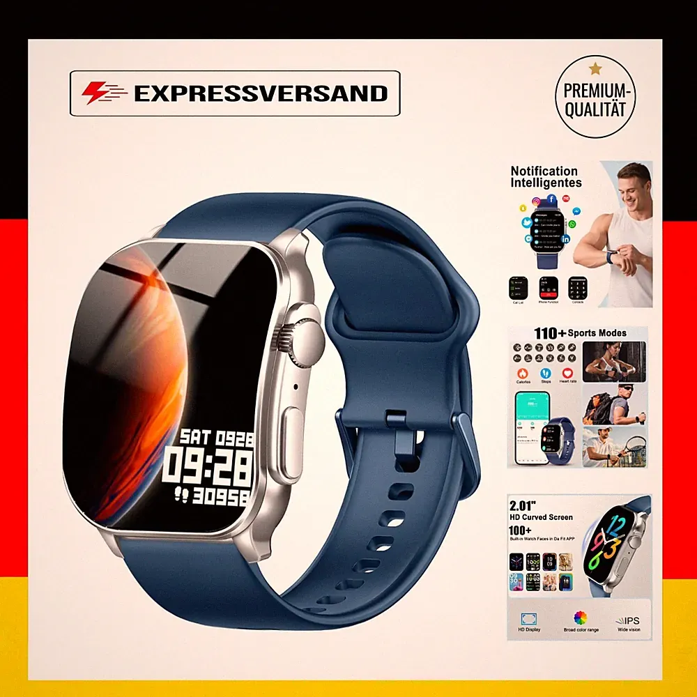 Smartwatch für Damen und Herren, 2.01" AMOLED, Bluetooth, IP68, Fitness Tracker