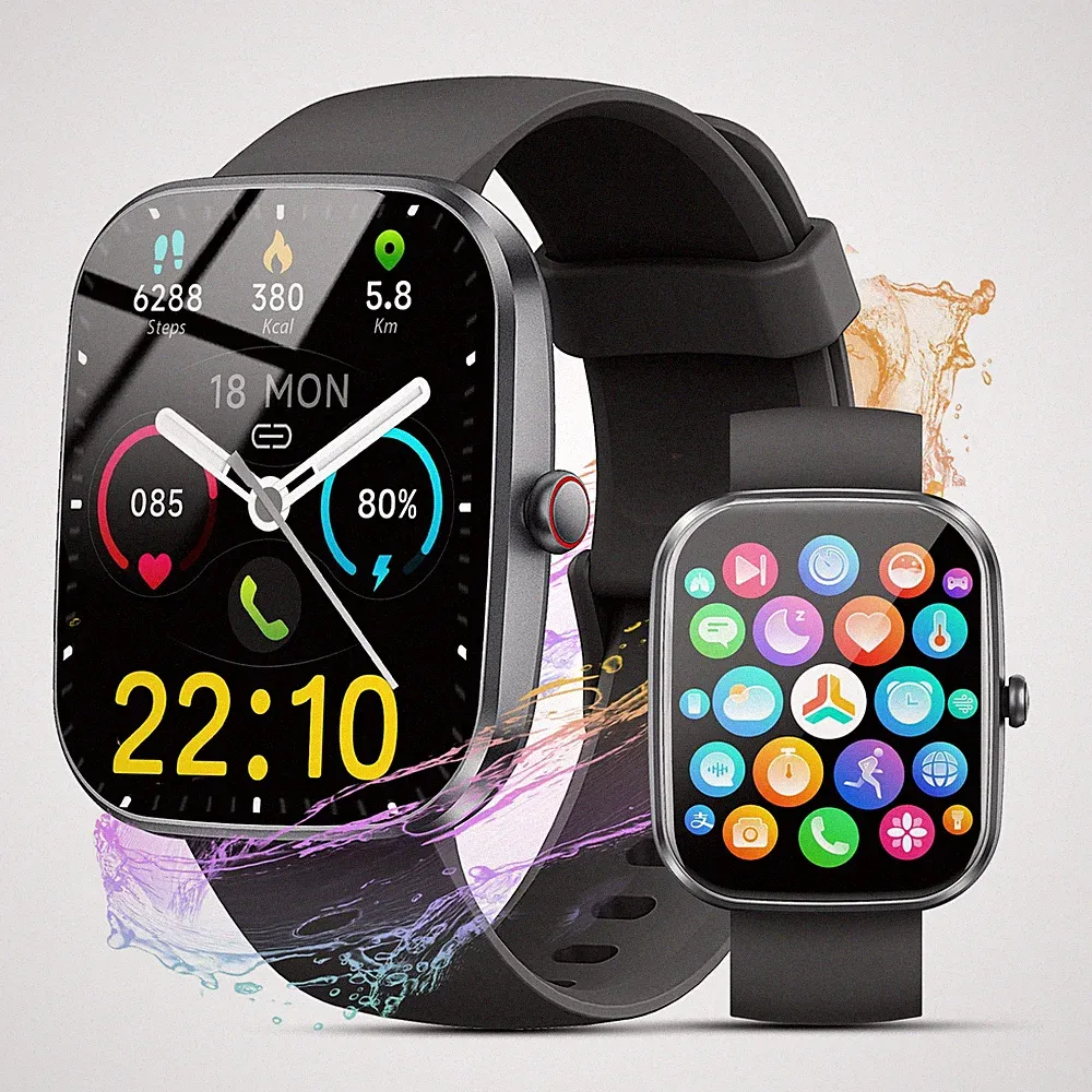 Smartwatch für Damen und Herren mit Telefonfunktion 191 schwarz