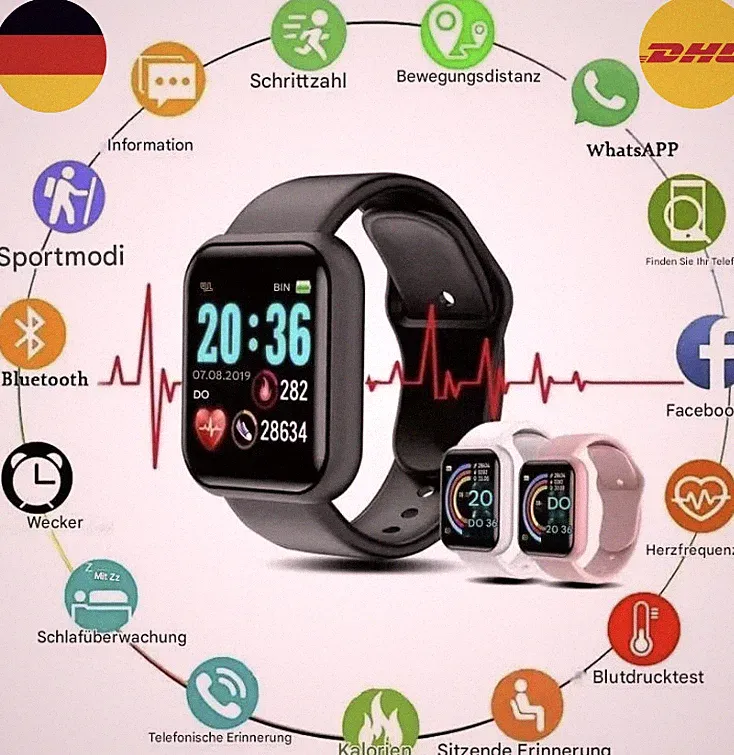 Smartwatch für Damen und Herren mit Telefonfunktion für Nachrichten Sport etc.