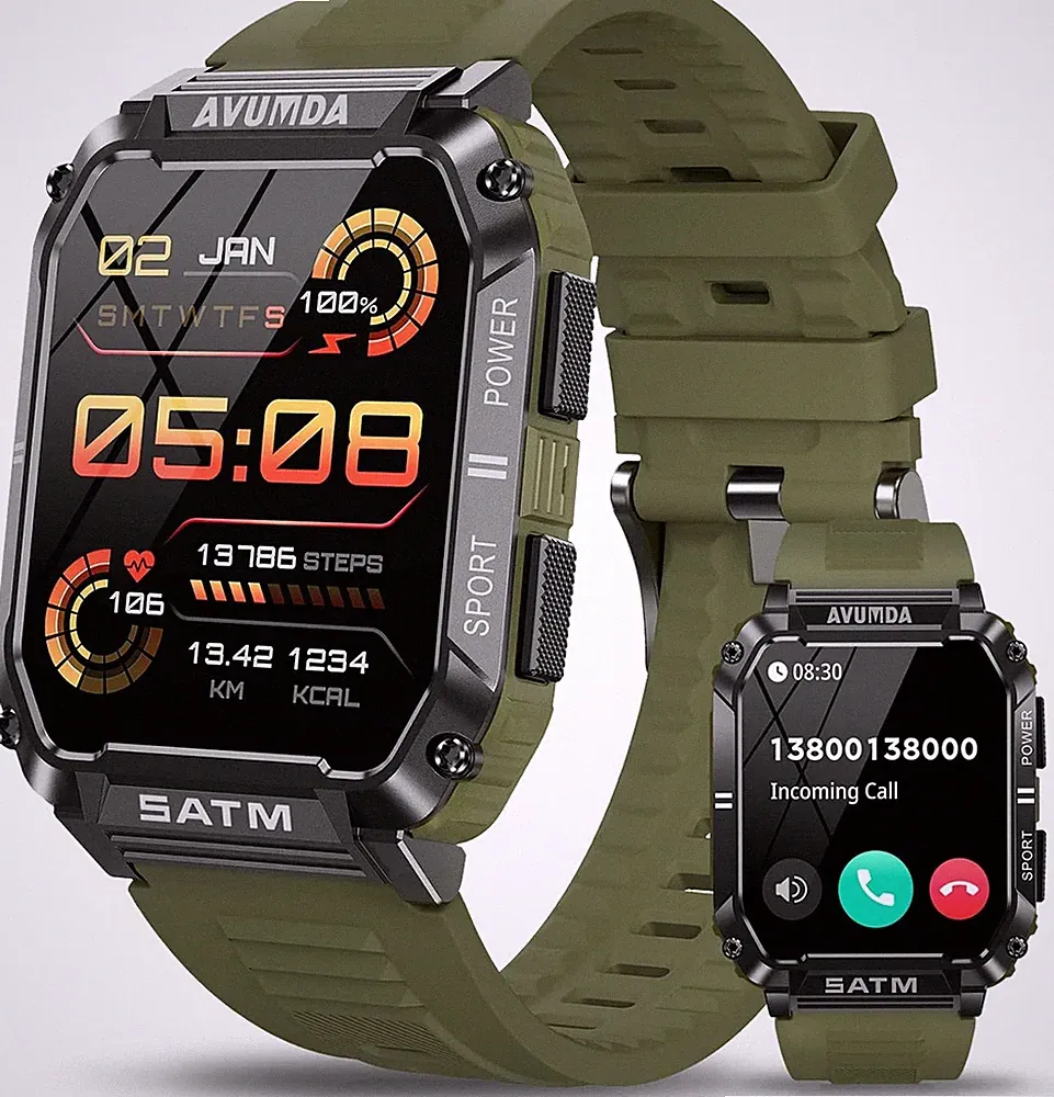 Smartwatch für Herren, 1,95 Zoll (4,95 cm), großes Display, Aktivitätstracker, S