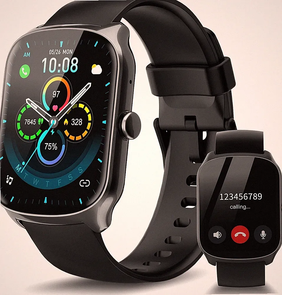 Smartwatch für Herren & Damen, 1,95'' HD Curved-Display, Bluetooth-Anruf
