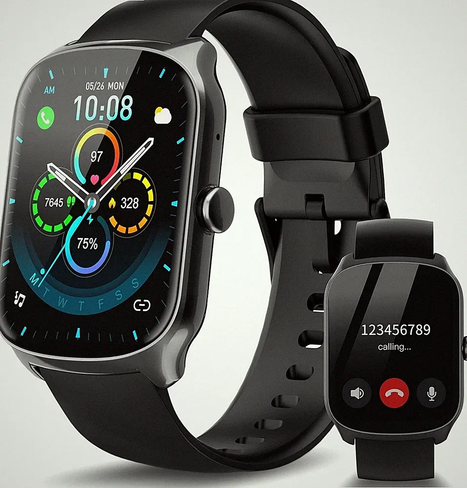 Smartwatch für Herren & Damen, 1,95'' HD Curved-Display, Bluetooth-Anruf entgege