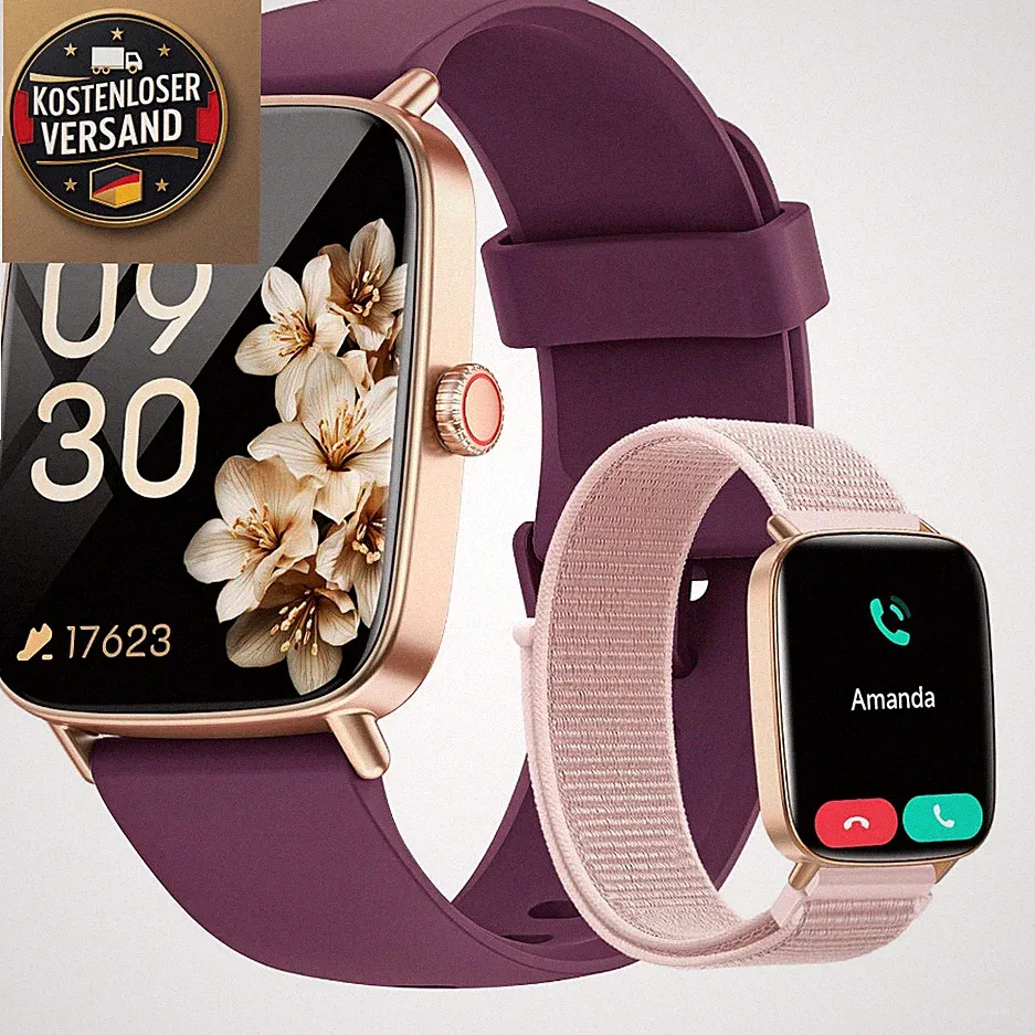 Smartwatch für Herren Damen mit Smartphone Funktion 1,85 Zoll HD Display
