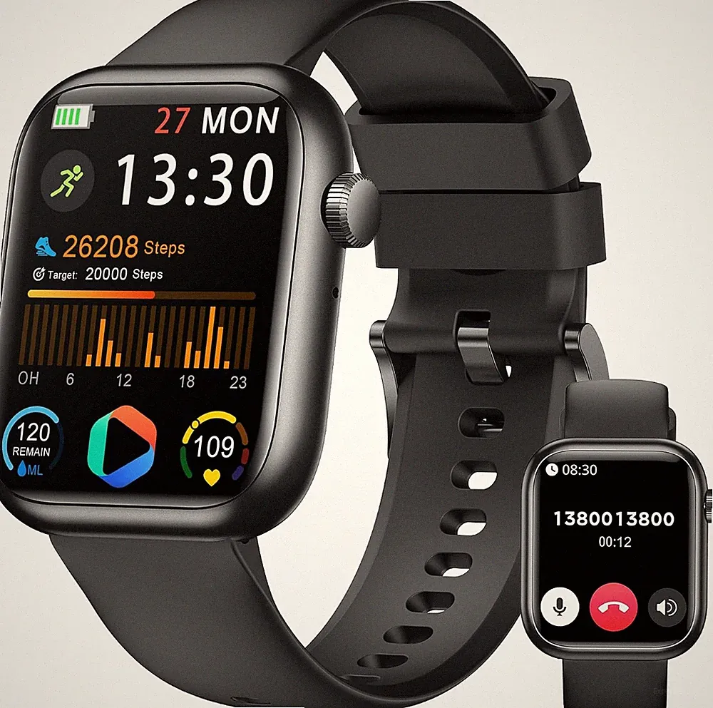 Smartwatch G104 für Damen Herren, 1.83" Fitness Tracker mit Blutdruckmessung