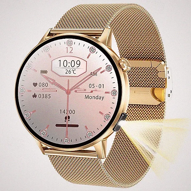 Smartwatch G34 mit Telefonfunktion Fitnessuhr für Android & iOS-Apple - Gold ！