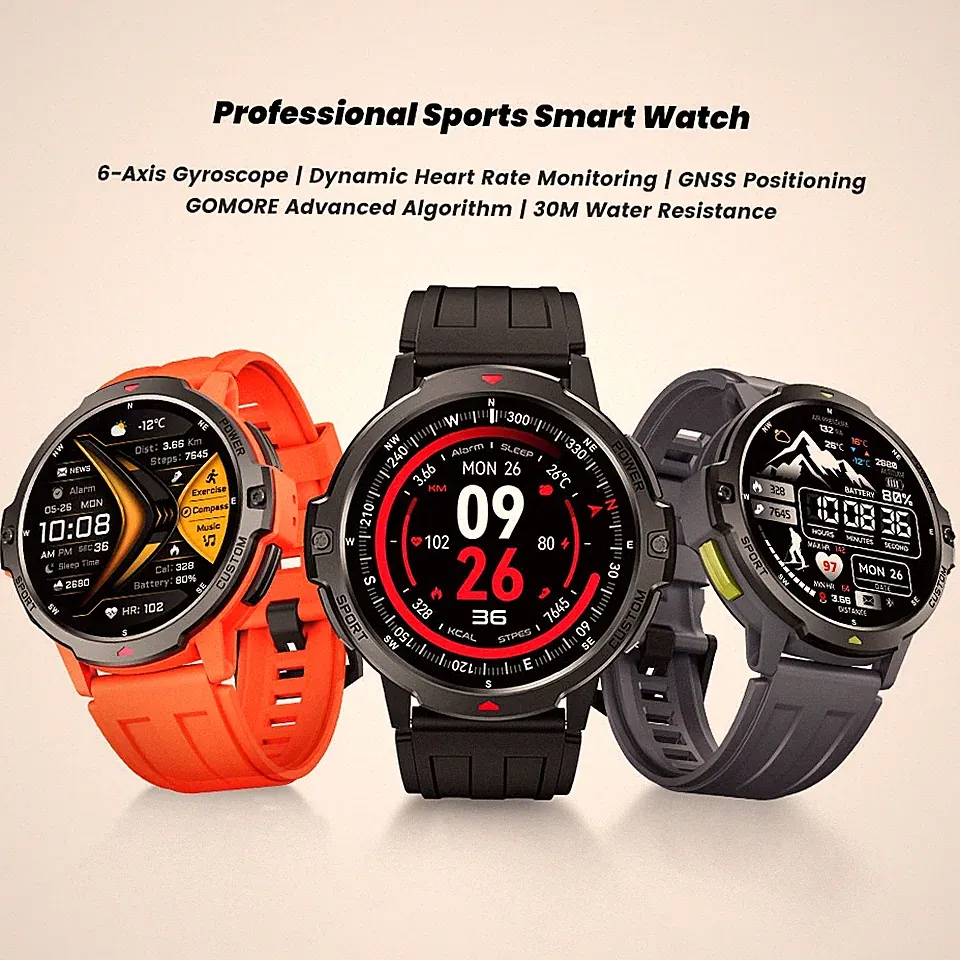 Smartwatch GPS-6-Achsen 1,46" TFT 3 ATM BT 5.3 580 mAh HK-Series Sport Wandern