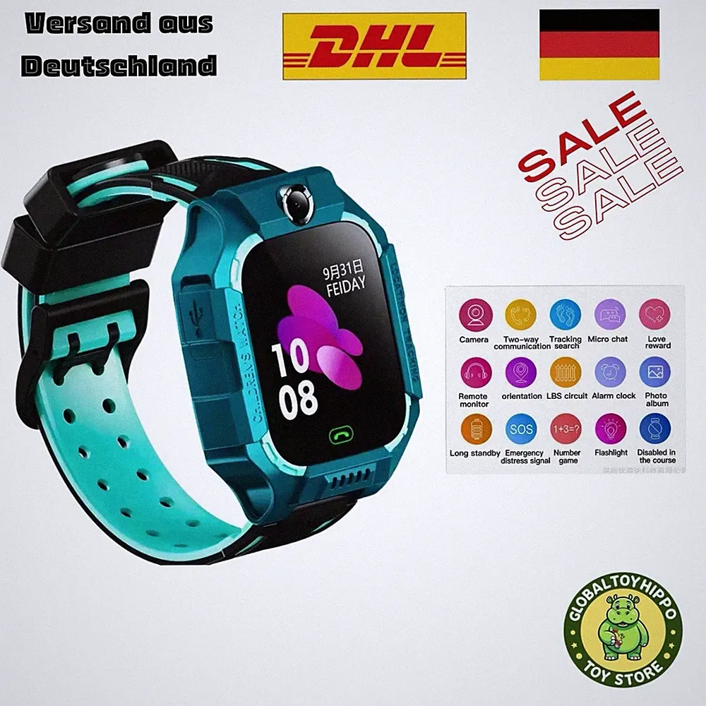 Smartwatch Grün Kinder 4G mit LBS Standort, Kamera,SOS,Voice Chat und SIM
