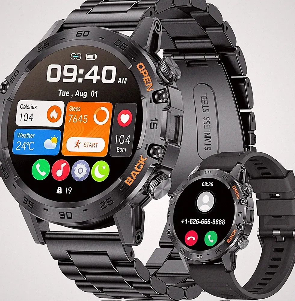 Smartwatch Herren 1,39 Zoll Militär 24h Herzfrequenz 100 Sport IP67 Anruf Set