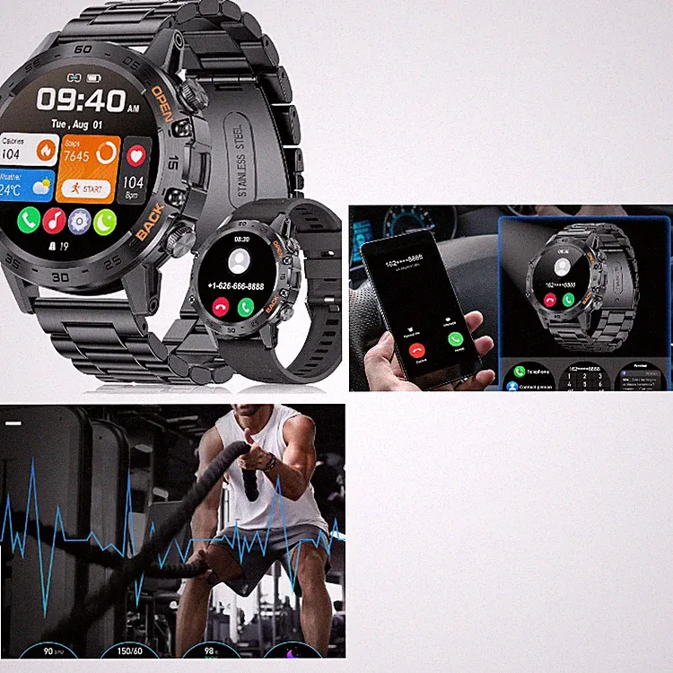 Smartwatch Herren 1,39 Zoll Militär Smart Watch 24H Herzfrequenz Bl