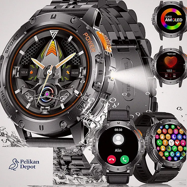 Smartwatch Herren 1,43 Zoll AMOLED 5ATM Wasserdicht Fitness