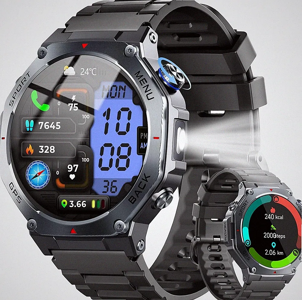Smartwatch Herren 1,43 Zoll AMOLED GPS Fitnessuhr 5ATM Wasserdicht Sportuhr
