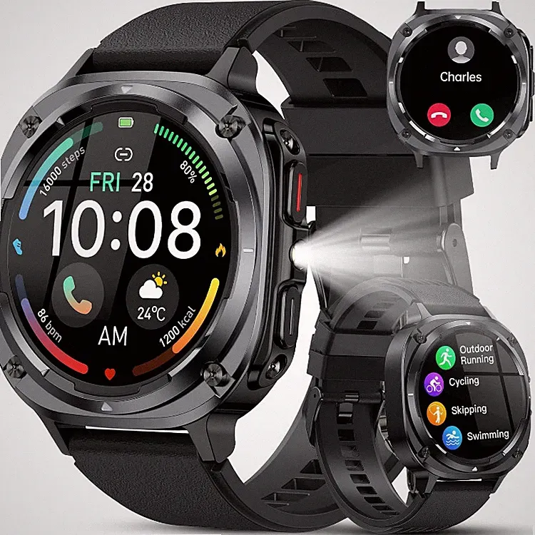 Smartwatch Herren 1,45 Zoll AMOLED 114 Sportmodi
