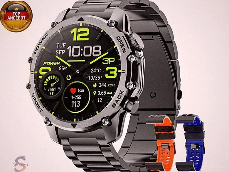 Smartwatch Herren,1.52" HD Smart Watch mit 500mAh Lange Akkulaufzeit, 114+