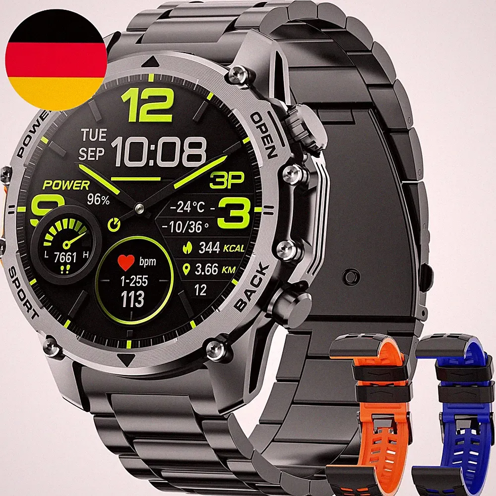 Smartwatch Herren,1.52" HD Smart Watch Mit 500Mah Lange Akkulaufzeit, 114+ Sport